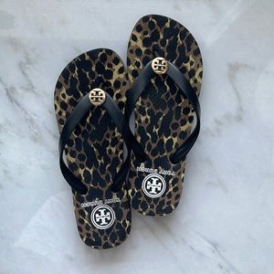 Tory Burch Leopard Print Flip Flops